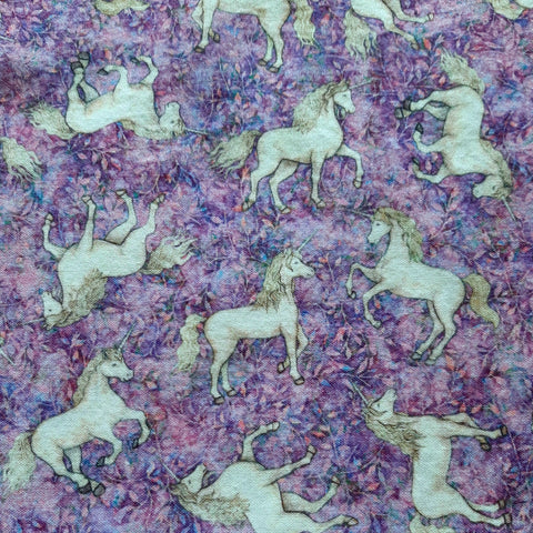 unicorn on pink purple fabric swatch