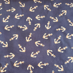 Anchors on blue background fabric swatch
