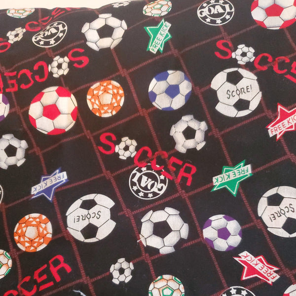 soccer ball & soccer terminology novelty cotton fabric