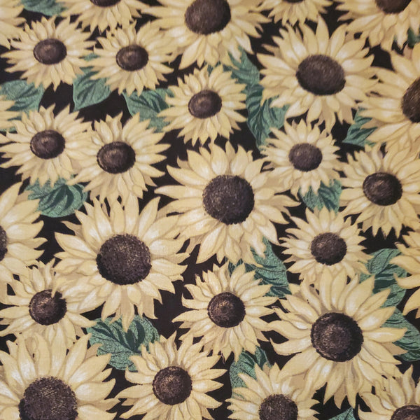 packed sunflowers face mask fabric swatch