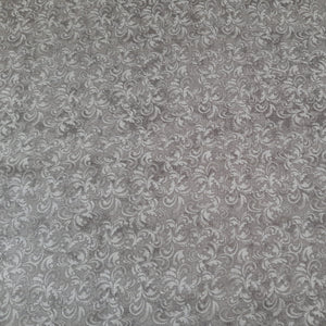 gray leafy scrolls cotton fabric swatch