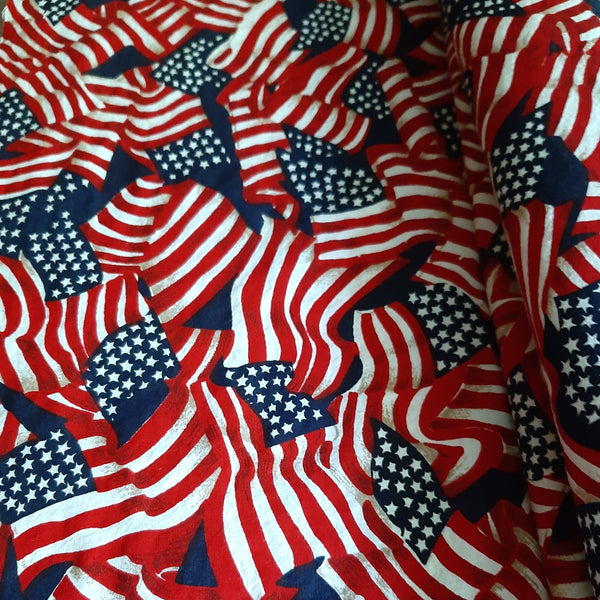 wavy american flag collage fabric swatch
